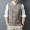 Herren Zopfmuster Weste V-Ausschnitt Ärmellos Herbst Business Casual Mode Warme Strickware Oberbekleidung