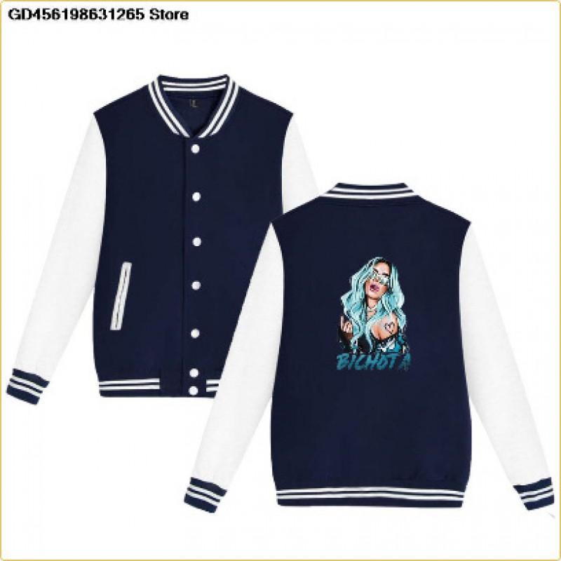 Womens Casual Baseball Jacket Long Sleeve Loose Fit Stand Collar Regular Thickness Trendy Streetwear Students