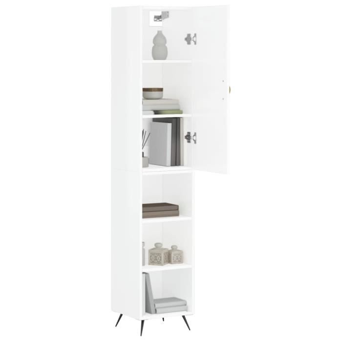 VidaXL Buffet haut Blanc brillant 34,5x34x180 cm Bois d'ingénierie 3198955