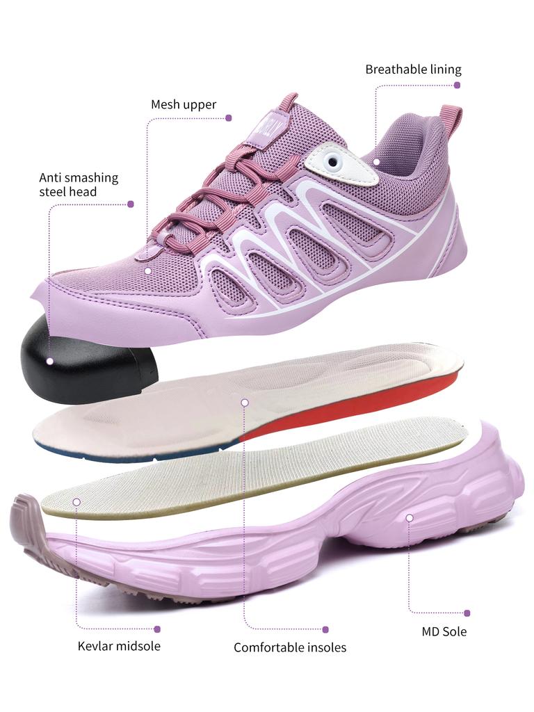 Fashion Safety Shoes Women Work Sneakers Structured Shoes pneumatic-Proof Protective Shoes Work Boots Steel Toe Shoes