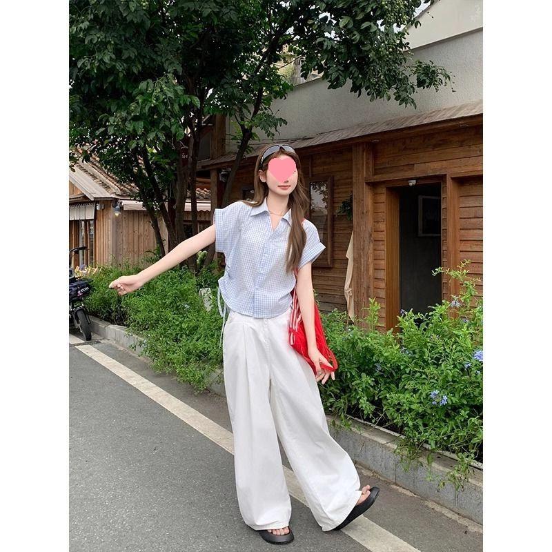 Kleine Damen Sommer Karo Kurzarm Locker Cropped Top - Stilvoll, Vielseitig, Altersmilderndes Design