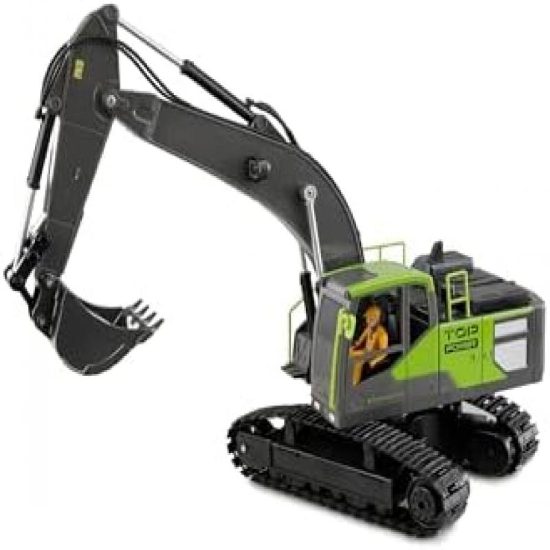 Amewi G071E 1:18 Scale Remote Control Excavator RC Construction Truck Toy for Kids 8+ Years, Rechargeable, Anthracite-Green