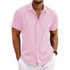 Camicia Casual Ampia in Cotone Lino da Uomo a Maniche Corte Estiva Nuova Taglia Grande Top da Spiaggia Revers Tie Dye Cardigan