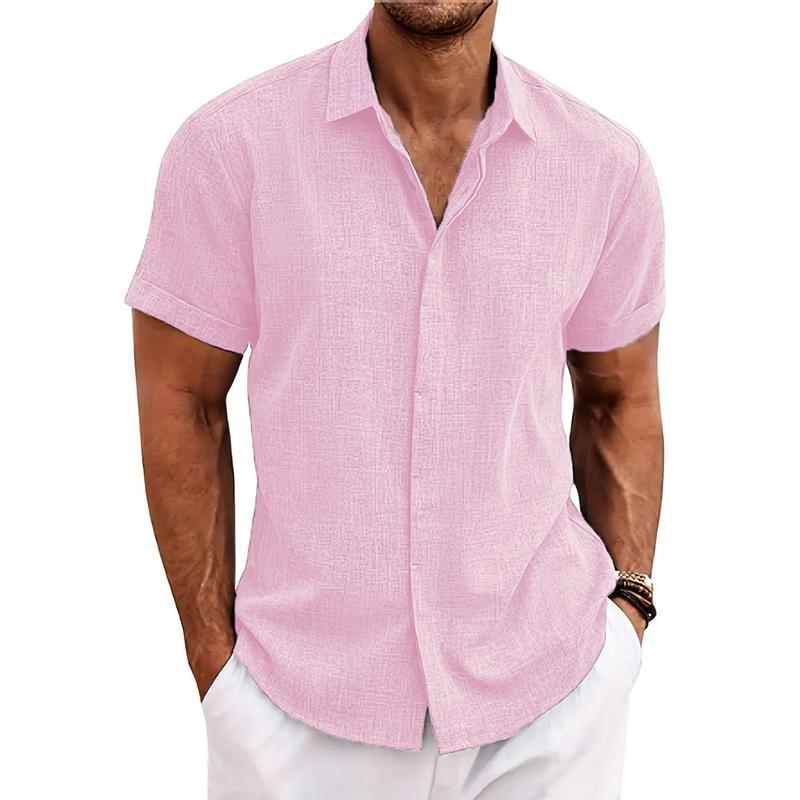 Camicia Casual Ampia in Cotone Lino da Uomo a Maniche Corte Estiva Nuova Taglia Grande Top da Spiaggia Revers Tie Dye Cardigan