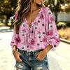 Women's Halloween Print Ruffle V-Neck Blouse with