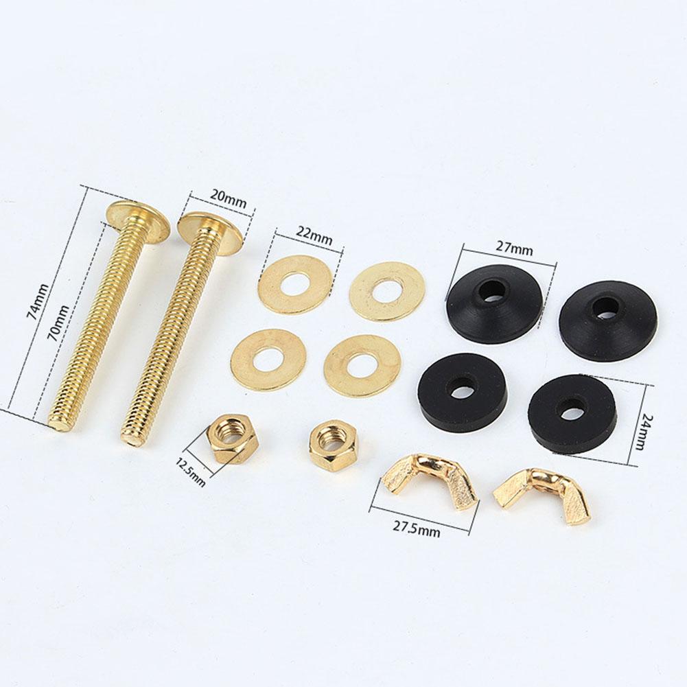 2PCS Toilet Screws Water Tank Accessories Bathroom Toilet Tank Bolt Kit Fixed Installation Connection Copper Plated Screws