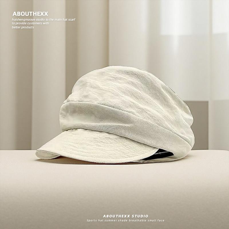 

Retro Japanese Aesthetic Beret Hat With Sun Protection For Casual Summer Wear бежевый