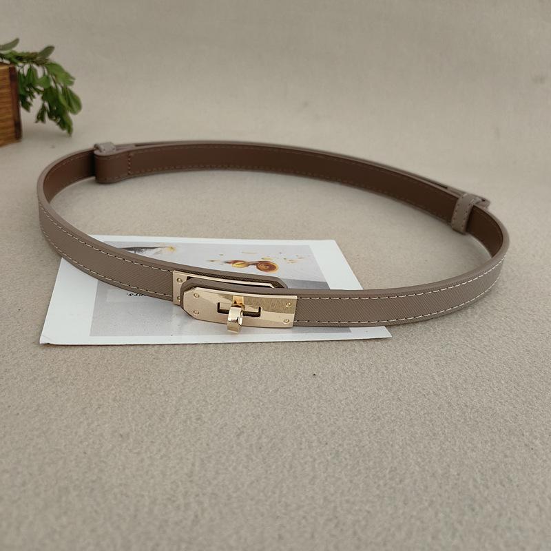 

Cowhide Pure Ladies Leather Belt Silver Alloy Buckle Casual Formal Decoration сірий колір