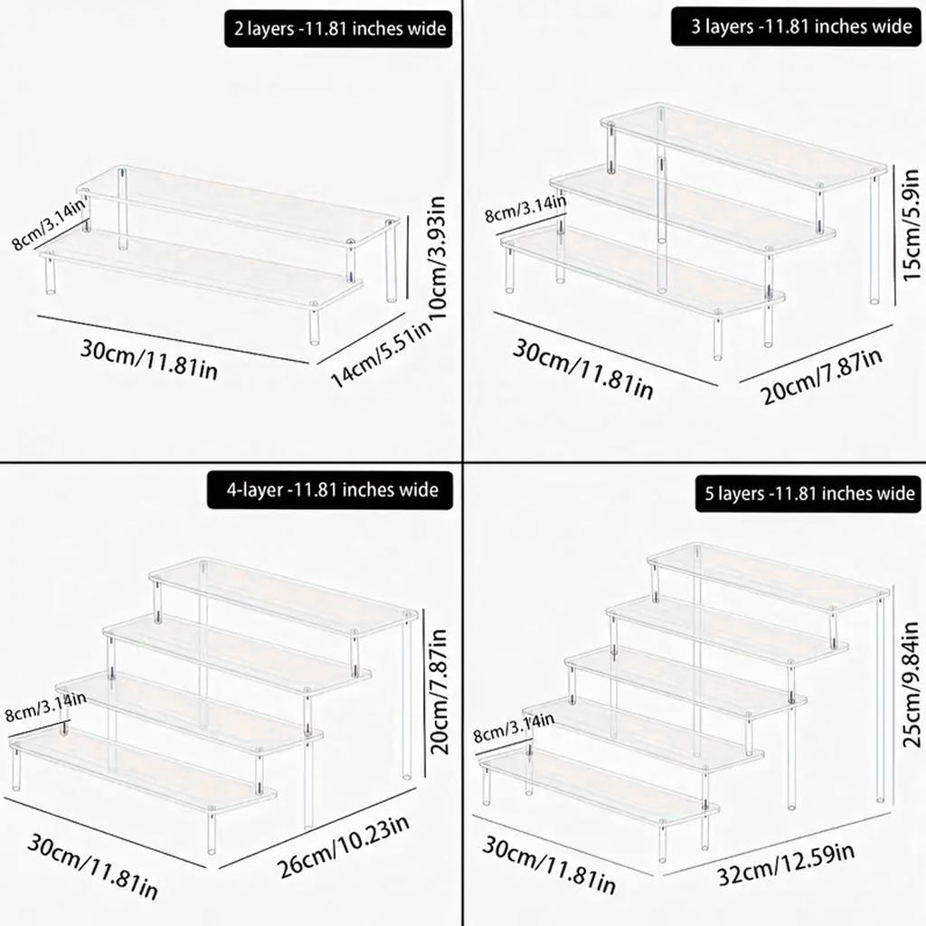 1pc,Multilayer acrylic transparent display rack, desk storage rack, suitable for cosmetics, perfume, dolls, nail polish shelf