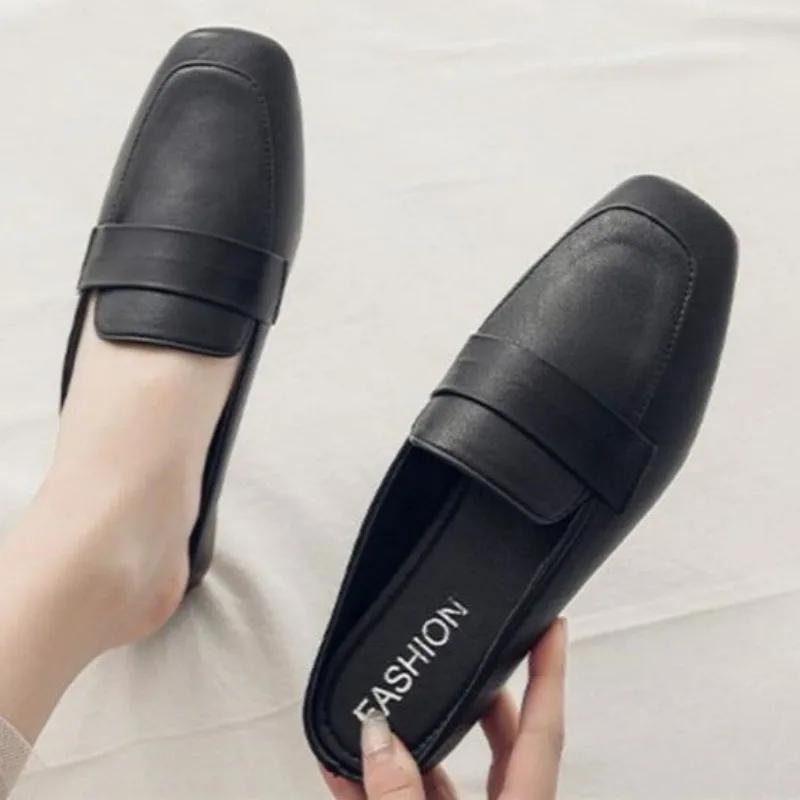 Fashion Baotou Shoes Half Slippers Women Wearing Summer New Designer Shoes Version Square Headed Lazy Muller Slippers Women Slides Women