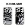 Racing Initial D Anime Sports Car Phone Case for iPhone 16 15 14 13 12 11 Pro Max Sheepskin Silver-edged Protective Case