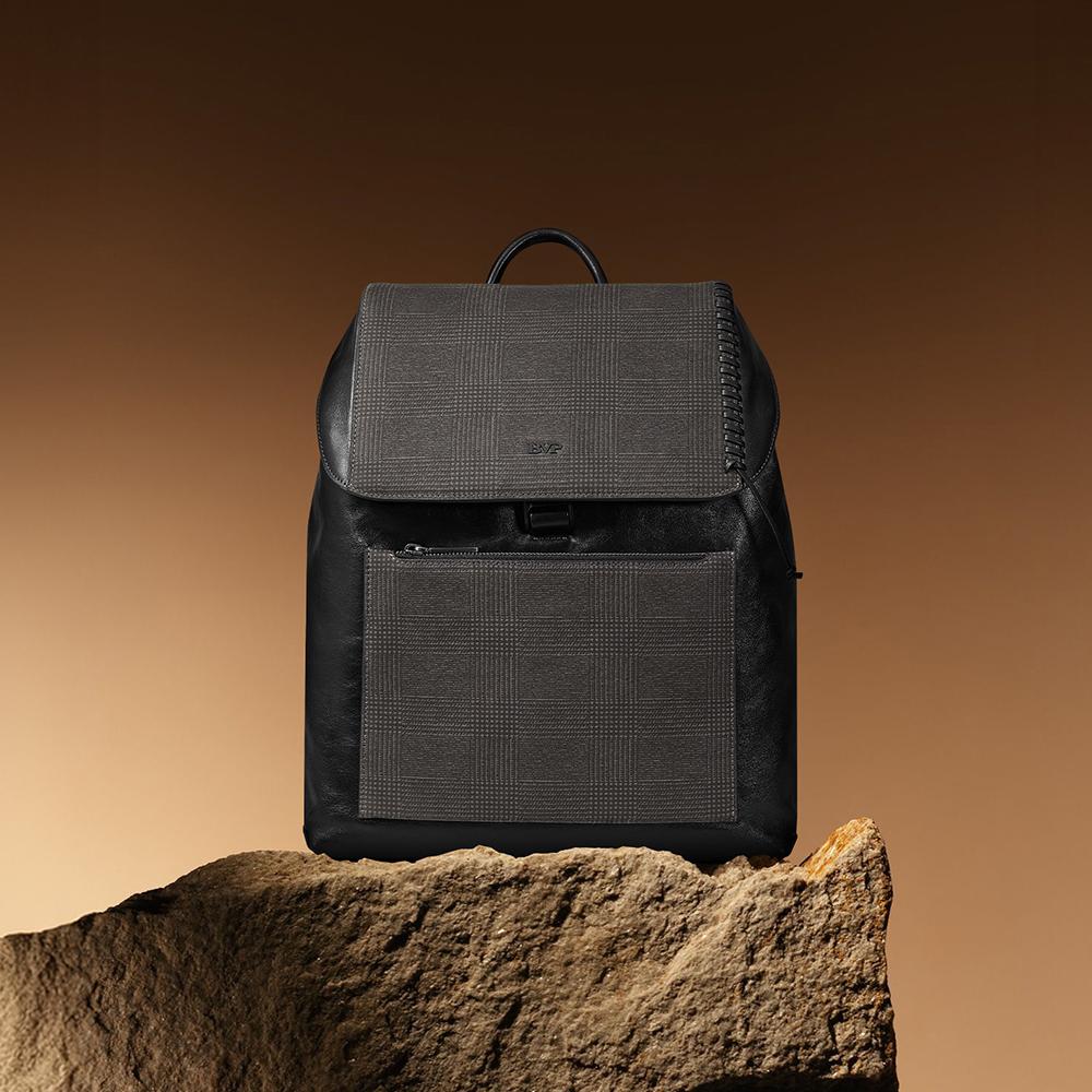 Bvp Bvp Glen Check Genuine Cowhide Men'S Backpack B6051