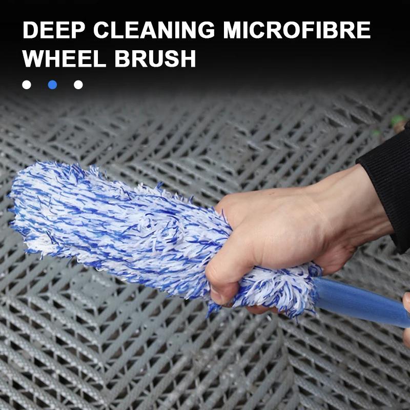 1PC Car Wheel Tire Rim Cleaning Brush Portable Plush Car Wheel Hub Brush Washing Tool Car Detailing Care Dust Removal Brush