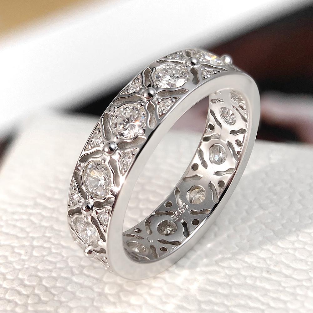 Certified 1.32cttw D Color All Moissanite Wedding Ring for Women 100% CopperWide Eternity Band Luxury Jewelry Gift