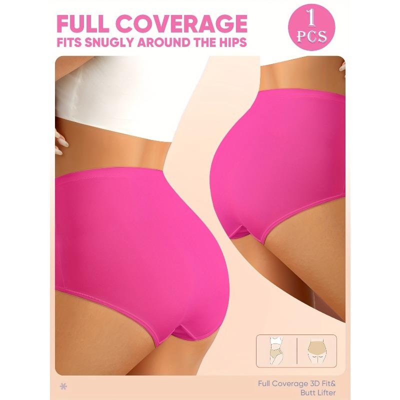 Women's Simple Solid Color High-Waist Breathable Mesh Triangle Panties with Crisscross Texture Design, Tummy Control, Butt Lifting, Seamless Shaping