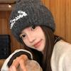 Autumn and Winter Hats for Women American Versatile Letters Piled Hats with Big Heads and Warm Head Hats Outdoor Casual Wool Hats