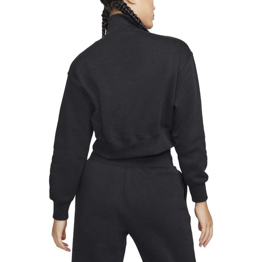 Nike Sportswear Letter Print Half-Zip Cropped Sweatshirt Women Tops Black FQ7980-010