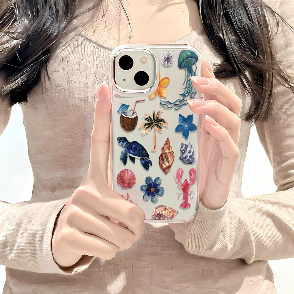 Full Screen Of Marine Creatures Clear Phone Case For IPhone 16 16E 15 14 Plus 11 12 13 Pro Max XR XS 7 8 Plus Soft Case