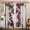 2D FLAT PRINTING 2pcs Curtains (Without Rod) Autumn Leaves Deer Chic Pattern Curtains Prints Light Filtering Curtains Valentine