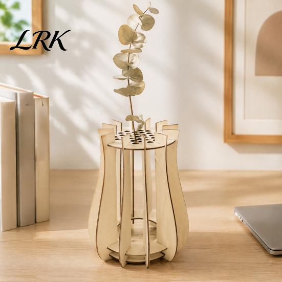 Fashionable Desktop Vases for Classroom Wooden Puzzle Flower Vase, Display Stand Flowers or Sturdy Boxwood Decor Windowsill Artificial Flowers,