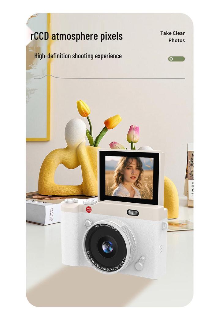 HD Pixel Flip Screen Digital Camera for Students - Phone Uploadable, Retro CCD Style