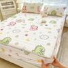 3Pcs Summer Natural Latex Cooling Mat Set Cartoon Printed Fitted Sheet with Pillowcase Soft Non-Slip Bedding with Elastic Band