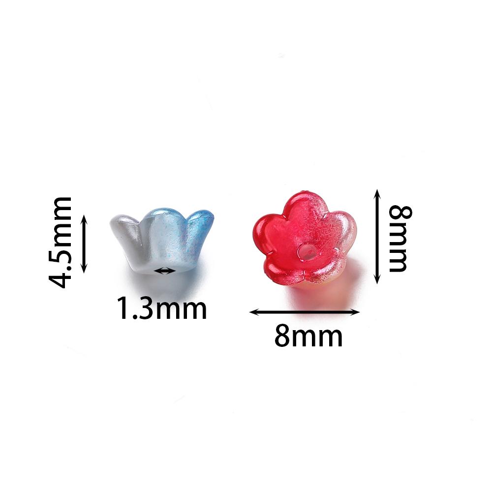 100pcs ABS Plastic Flower Shaped Beads Spacer Beads for DIY Earrings Necklaces Bracelets Phone Chains Jewelry Making Findings