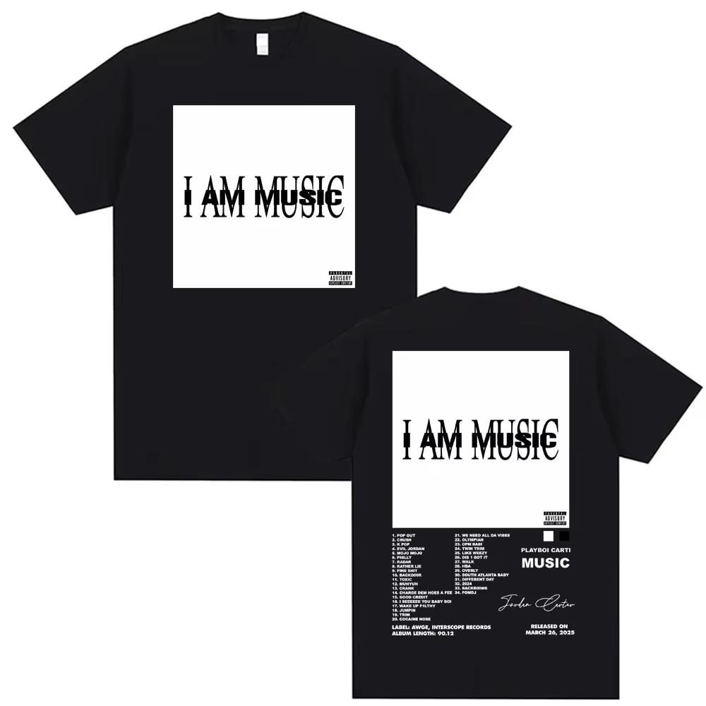 Rapper Playboi Carti I AM MUSIC Album100Cotton graphics Tshirt Mens Fashion Oversized Casual Unisex Retro Short Sleeve shirt M