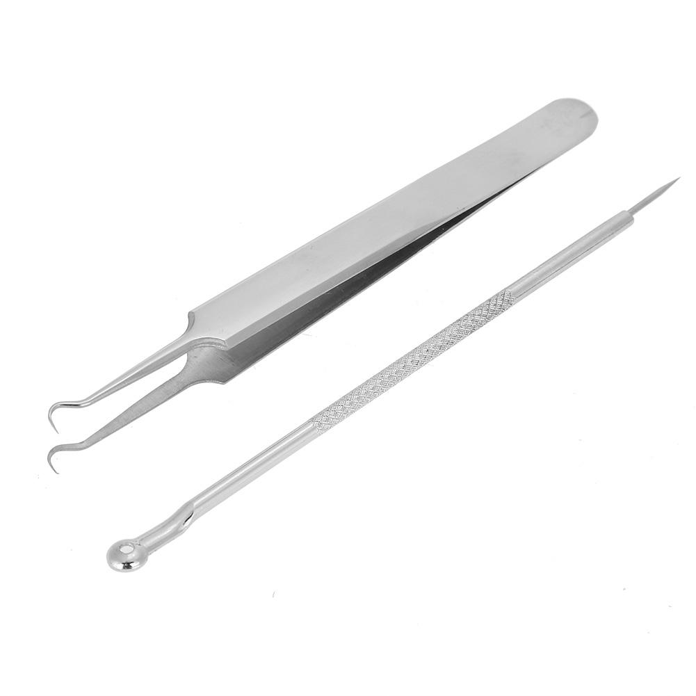 Stainless Steel Blackhd Removal Tool Kit Curved Tweezer Double end Pimple Extractor