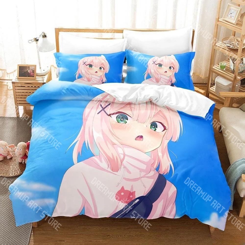 Fashion Anime Girls The Demon Girl Next Door Bedding Set Single Twin Full Queen King Size Bed Set Kids Bedroom Duvetcover Set