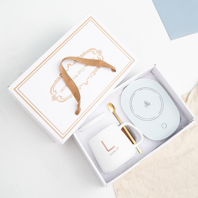 400ml Smart Ceramic Cup Coaster Warmer Thermostatic Coffee Heating Electric Mug Set Milk Tea Heating Water Coffeeware