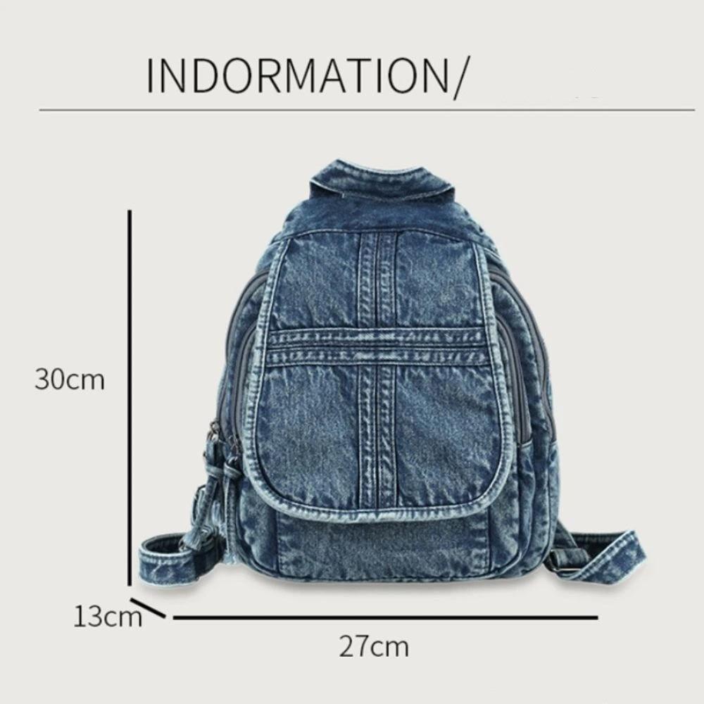 Fashion Dual-Use Denim Backpack Denim Fabric Large Capacity Travel Bag Multi-Functional Retro Backpack Casual Use