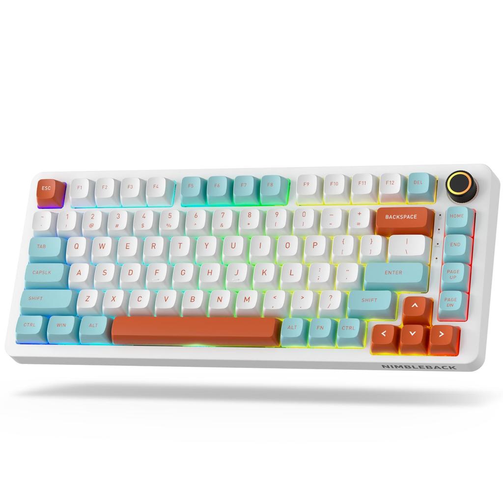 LTC Nimbleback NB832 Wireless 75% Gasket Mechanical Keyboard, Tri-Mode BT5.02.4GUSB-C Wired, Hot-Swappable 82-Key RGB Gaming Keyboard with Software