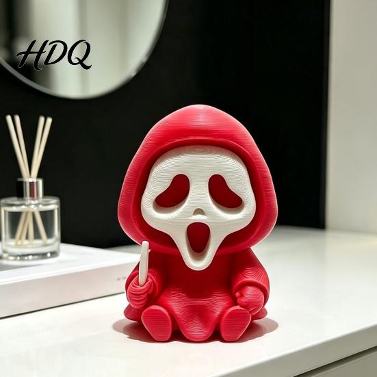 Cute Dark Aesthetic Room Accessories Halloween Ghost Statue Cartoon Skeleton Sculpture 3D Printed Textures Miniature Gothic Home Decoration Compact