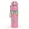 1PC Beach Sunglasses Slogan 750ml Color Plastic Sports Water Bottle Leakproof Flip Straw Lid Suitable for Sports Office Home Use