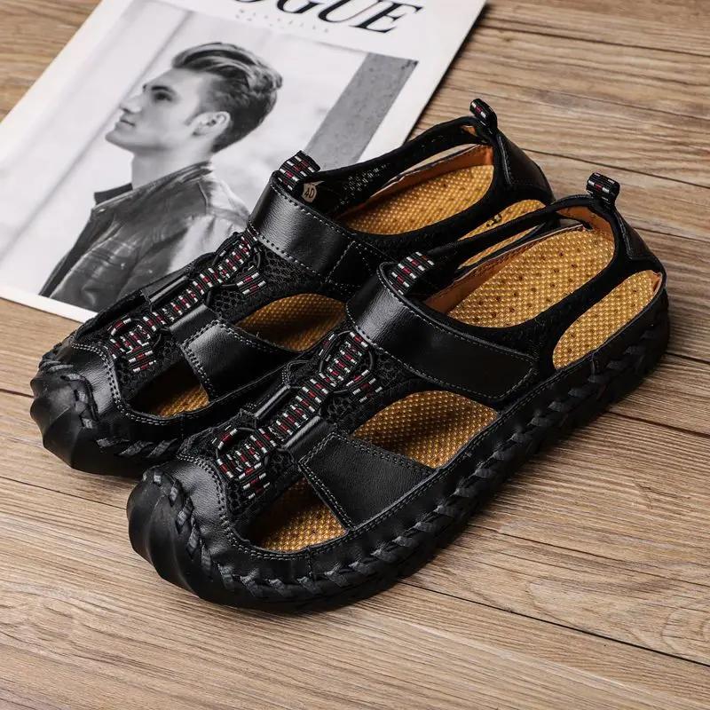 Fashion Beach Man Sandals Hole Genuine Leather Luxury Designer Adult High Quality Casual Expensives Open Toe 2025 Eva 39 H Shoes for Men