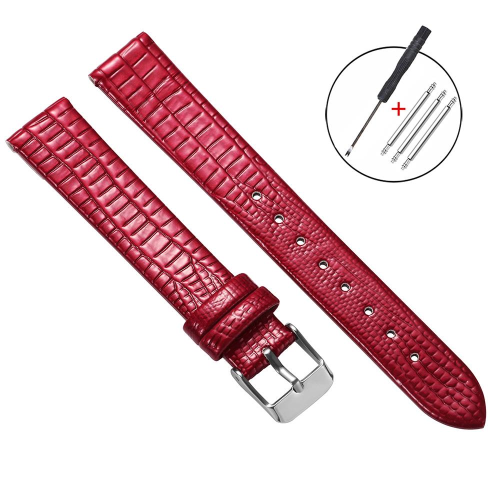 Silm Leather Watch Strap Universal 8/10/12/14/16mm Straps Soft Glossy Leather Bands Women Ultra-thin Wrist Belt with Pin Buckle