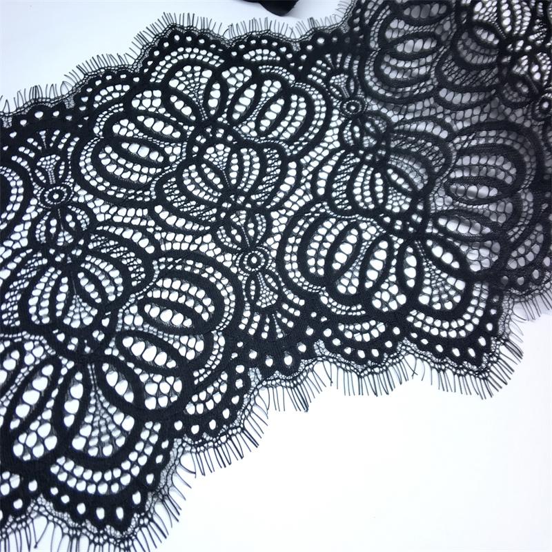 1.5m x 21cm Black Chantilly Lace, Non-stretch Vintage French Eyelash Lace Trim for Sewing, Lingerie, Dress, Garment, Crafting