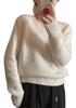 2024 Korean V-Neck Wool Sweater for Women - Thick, Plush, Loose-Fit Knit Pullover with Long Sleeves
