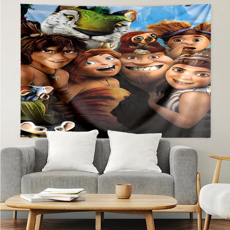 The-Croods Print Tapestry, Backdrop, Easy Setup, Ideal for Bedroom, Office & Living Room, with Aesthetic Wall Hanging Decor.