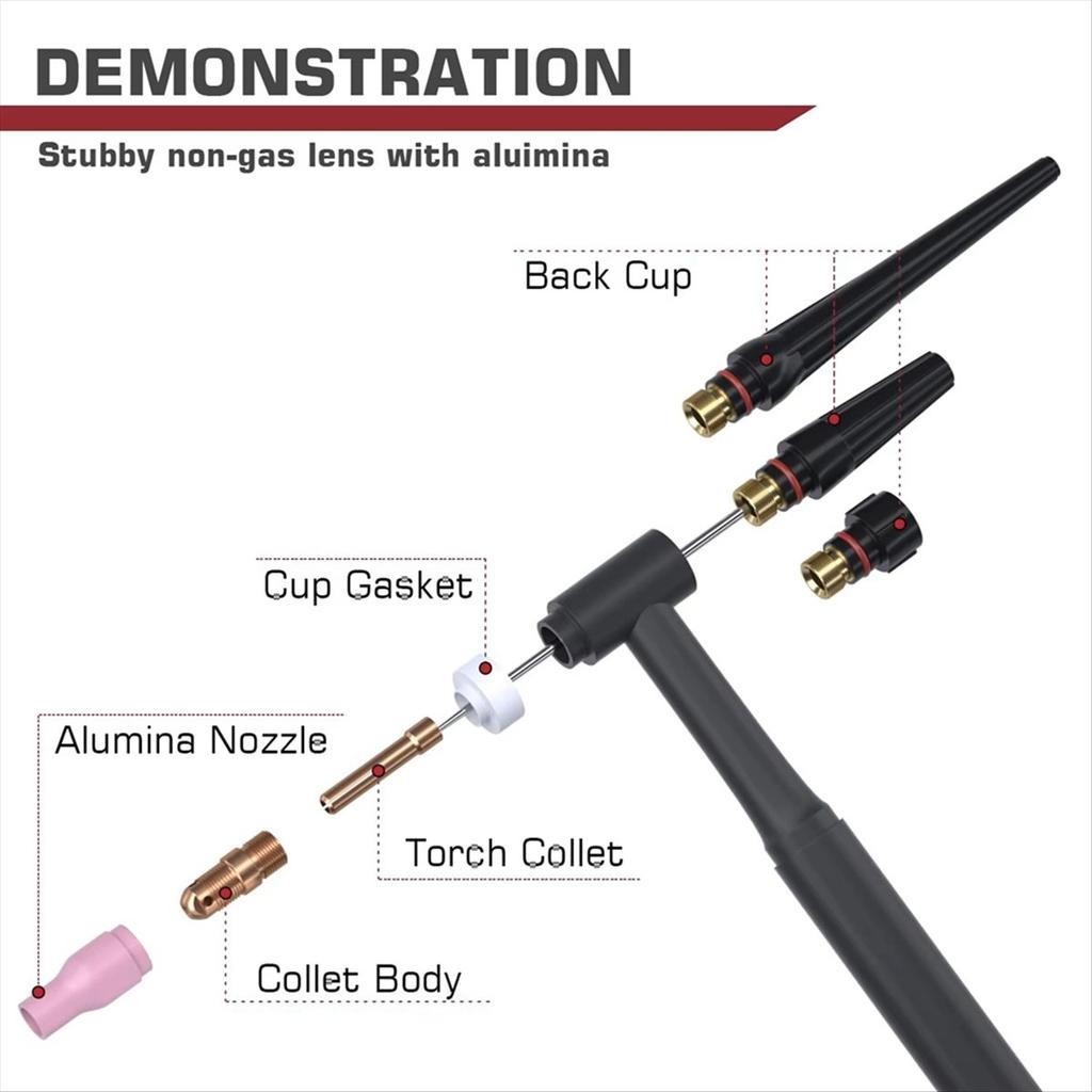 BHBL 71pcs TIG Welding Torch Accessories Kit Alumina Nozzle Collets Body Stubby Lens 12 Glass Cup Consumables Kit