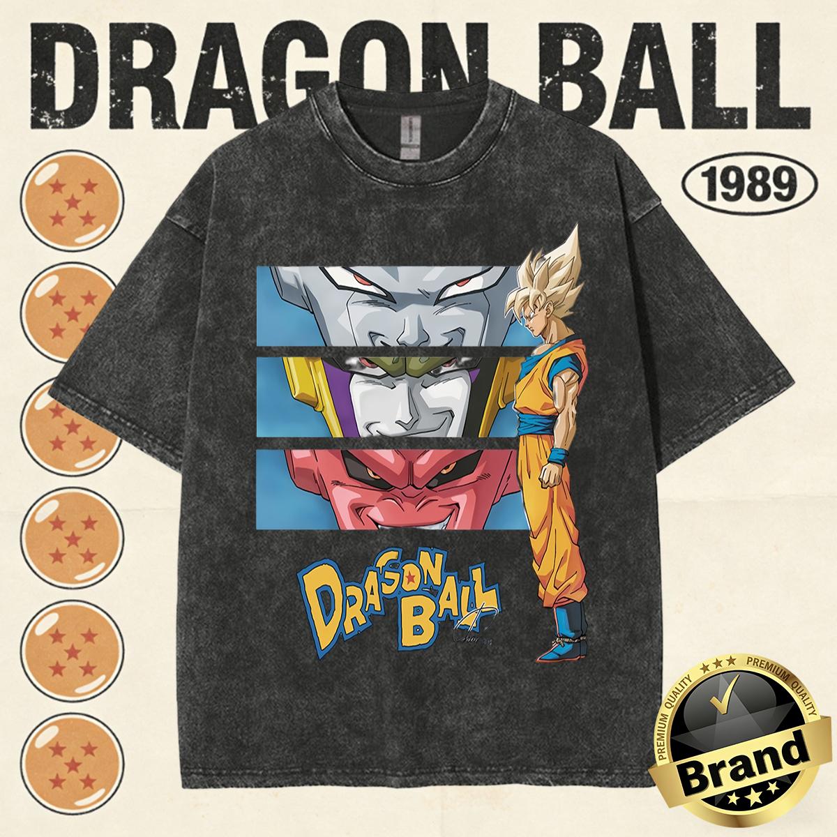 Летняя Мода Dragon Ball Винтажная Футболка Мужская 100% Хлопок Стирка Ретро Топы Принт Тяжелый Оверсайз Семейная Совместная Футболка 4XL