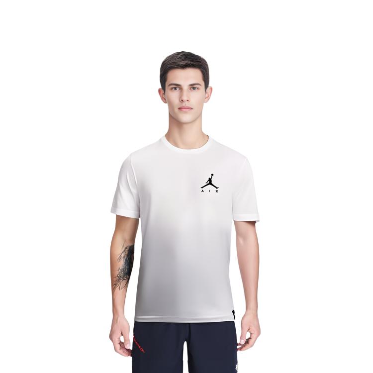 Jordan T Shirts Men's White Crew Neck Moderate Straight Fit DA6800-100