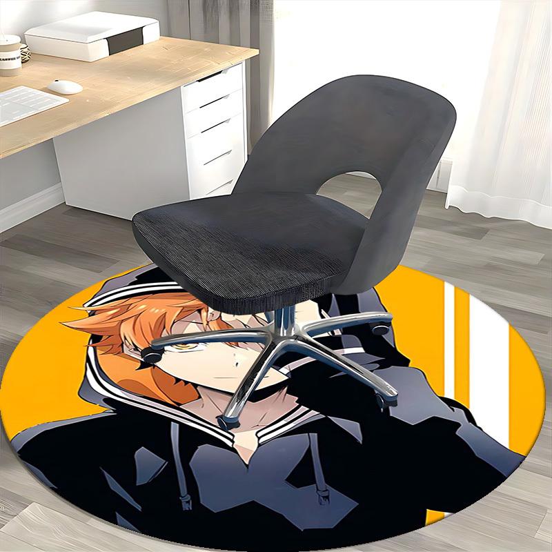 1pc Anime Design Round Carpet - Office Chair Mat for Dazai Soujyōji Fans | Non-Slip Rug Suitable for Home Decor
