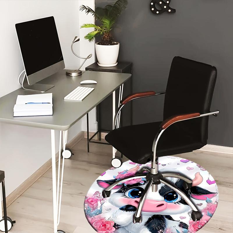

1PC Cow Non-Slip Floor Round carpet, Office, family, bedroom, Large Area Rug Indoor Rugs, Durable PolyesterH0407 80cm by 80cm