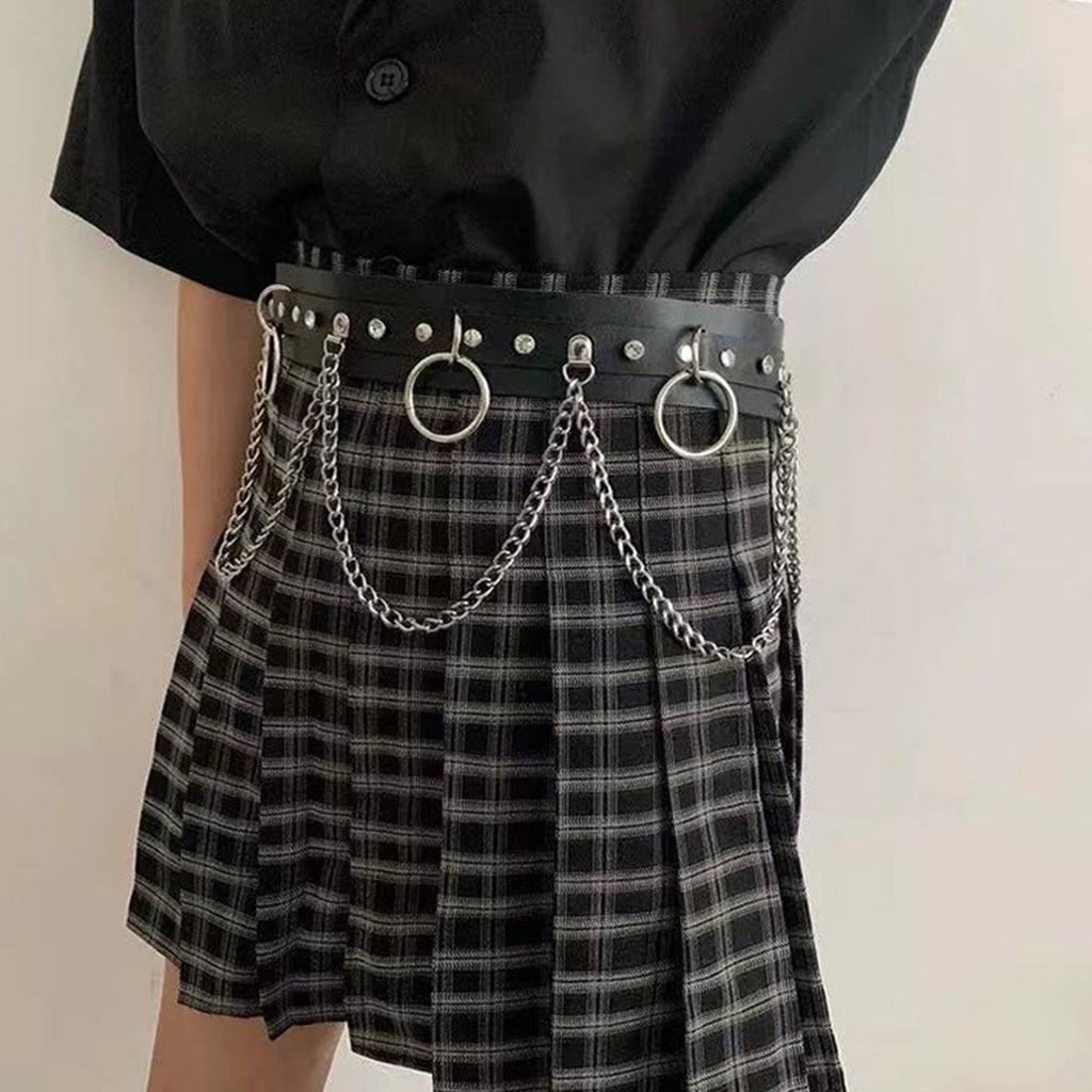 Hip Hop Trend Waist Belt Punk Wide Chain Heavy Duty Grunge Chain Modern Waistband Waist Chain Studded Belt