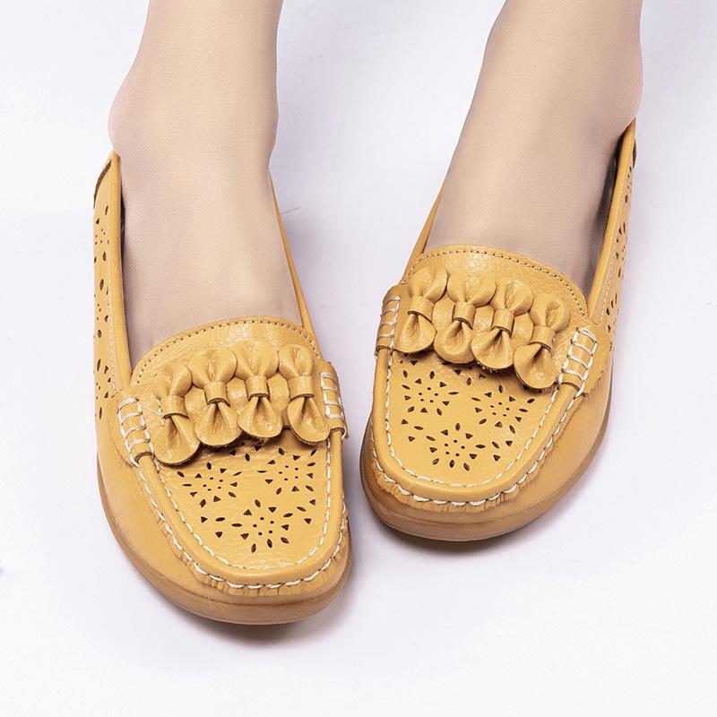 Women's Flats Moccasins Driving Shoes Casual Walking Minimalist Soft Summer Hollow Flower Shoes for Students Girl Over Sized