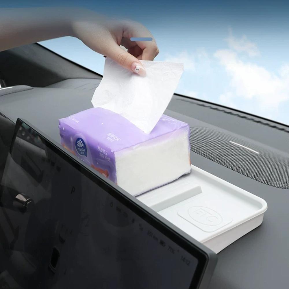For XPENG P7+ 2026 2027 Car Styling Behind Screen Storage Box Tissue Holders ETC Organizer Tray Interior Durable Pro Accessories