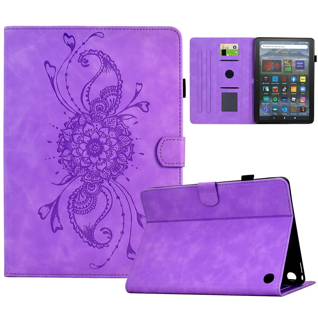 For Amazon Fire HD 8 (2022)/(2020) Case Mandala Imprinted Leather Tablet Cover with Card Slots