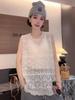 2025 Autumn/Winter Korean Retro Crochet Sleeveless Lace Vest Top
